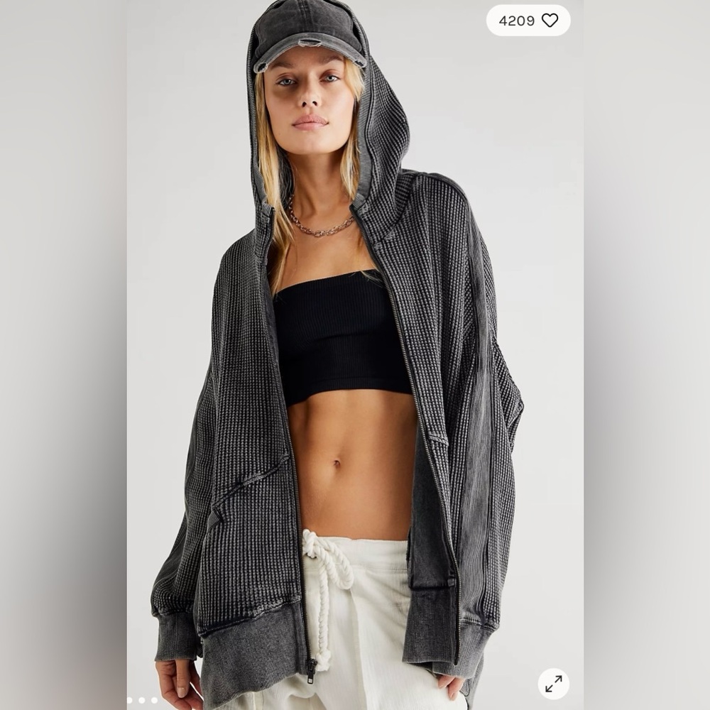 Free People Gray Hooded Jacket